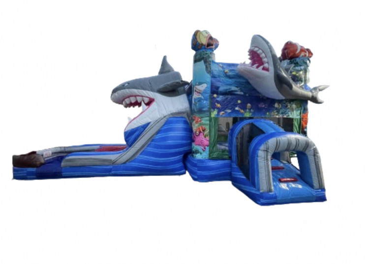 Shark-nado Bounce House Slide Combo